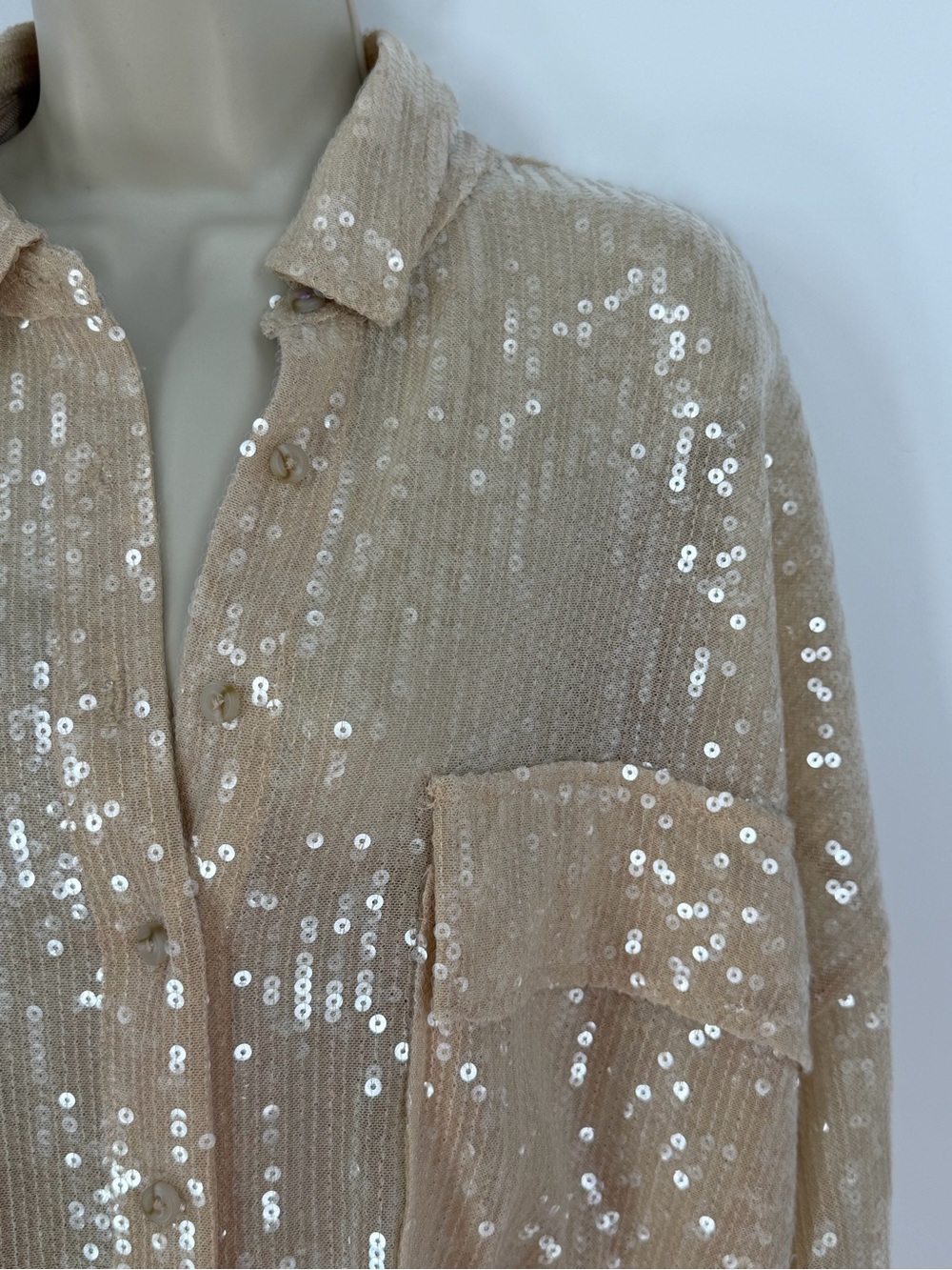 Pilcro Gold Sequin Button Front Blouse - Picture 5 of 13
